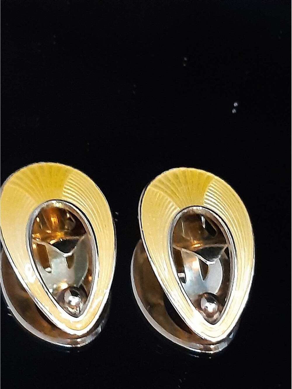 Vintage Danish Sterling Silver with Yellow Enamel Earclips